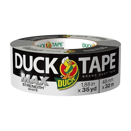 Duck Brand Max Strength Duct Tape - 1 Roll - Heavy Duty Hold - 1.88 Inch x 35 Yards - White (240866)