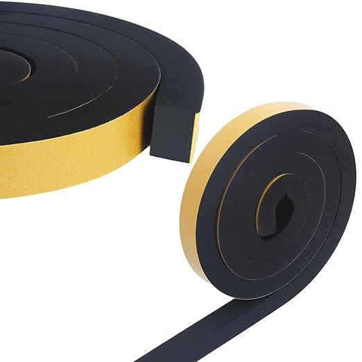 High Density Foam Tape 1" x 3/4" x 13Ft, Self Adhesive Weather Stripping, Waterproof Heat Resistant Seal Strip for Doors, Windows, Cars, Pipes, Easy to Cut & Install