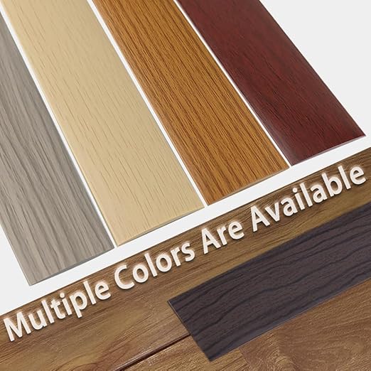 Floor Transition Strip 2" Self Adhesive Flat Vinyl Flooring Transitions Strip with Strong Backing Wood Grain 5cm, 20FT, Dark Walnut