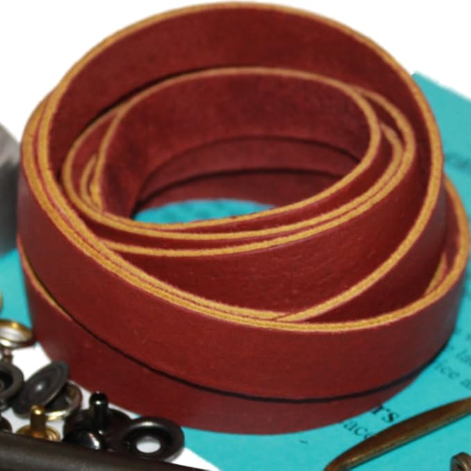 Leather Strap for Crafts & Jewelry | 72 Long × 5/8" Wide × 1/8" Thick (7-8oz) | Genuine Leather Strips for Crafts, Projects or Repairs - Burgundy