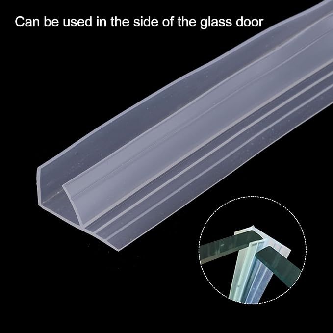 uxcell Shower Door Side Seal, Widen F-Type Shower Door Sweep for 1/4" Glass 86.5" Long Frameless Glass Door Seal Strip Stop Shower Leaks, Clear