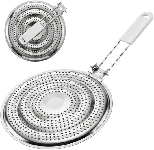 HIC Kitchen Heat Diffuser Reducer Flame Guard With Removable Handle, Stainless Steel, Distributes Heat Evenly And Reduces Scorching, For Gas Electric Glass Stovetops, 8.25-Inch