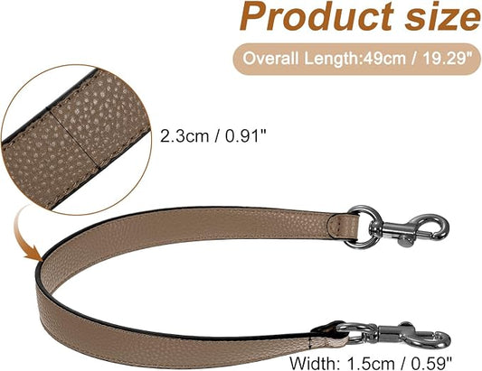 uxcell 19.29 Inch PU Leather Short Bag Strap with Clasp, Purse Handles Handbags Replacement Straps for Clutch Bag Underarm Bags, Dark Khaki, Grey Buckle