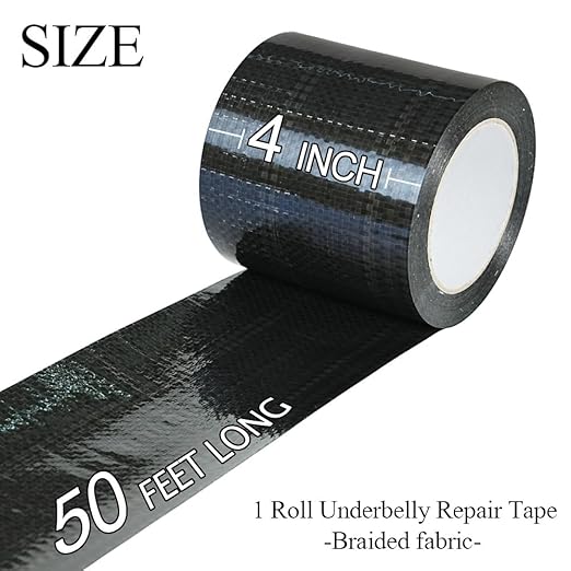 CHUANGSEED RV Underbelly Tape Flexible Waterproof Fabric Repair Tape, Thick Sealing Patch for Mobile Home Belly, Camper, Travel Trailer, Permanent Bottom Repair 4'' x 50Ft