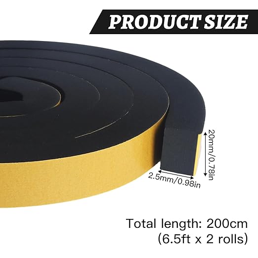 High Density Foam Tape 1" x 3/4" x 13Ft, Self Adhesive Weather Stripping, Waterproof Heat Resistant Seal Strip for Doors, Windows, Cars, Pipes, Easy to Cut & Install