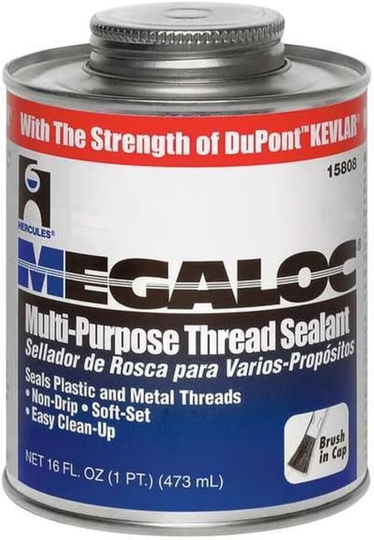 Hercules Pipe Thread Sealant 19.2 fl oz, Brush-Top Can, Megaloc, Blue, Paste 15808-1 Each