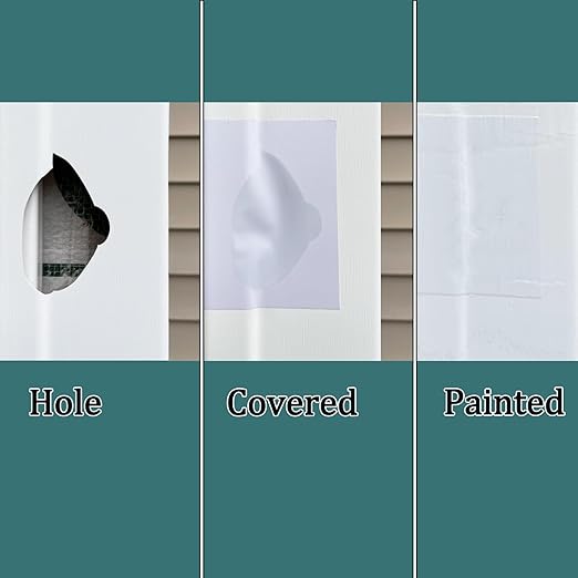 Vinyl Siding Repair Kit 24Pcs 6.3X4.75Inch Self-Adhesive Vinyl Siding Patch PVC Tape Cover Any Cracks Holes Blemishes on Vinyls Sidings Fence Tools Home Skirting