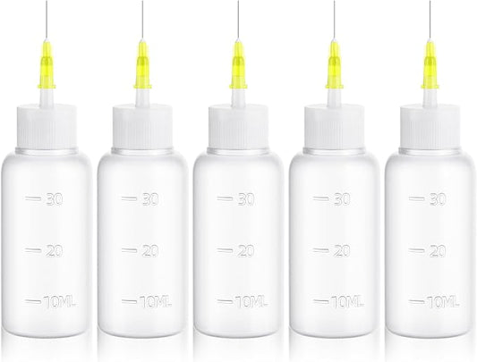 FJNATINH 30cc Needle Tip Glue Squeeze Bottle, Precision Tips Applicator Bottles, 5 Pack