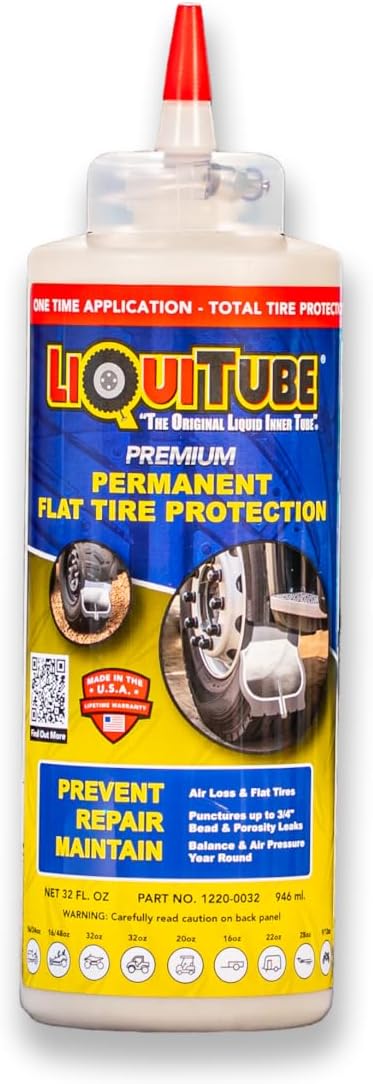 Premium Heavy Duty Tire Sealant - Permanent Flat Tire Protection for Trailer and Off Road Tires - Maintain Air Pressure, Balance - Seal Punctures, Bead, Rim, Tire Weathering Leaks (32 oz)