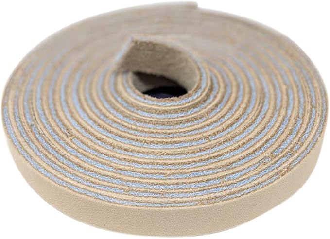 TOFL Genuine Leather Strap, Top Grain Cowhide Craft Strip – Beige (2 Pack) | 72" L x 3/8" W x 1/8" Thick | Suede Backing | Leather Craft Supplies | Easy to Cut & Stitch | DIY Projects & Repairs | 7–8 oz