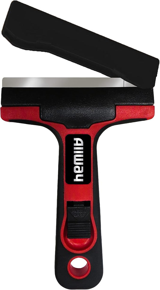 ALLWAY GTS-G Soft-Grip Glass & Tile Scraper with Snap-On Blade Guard, 4"