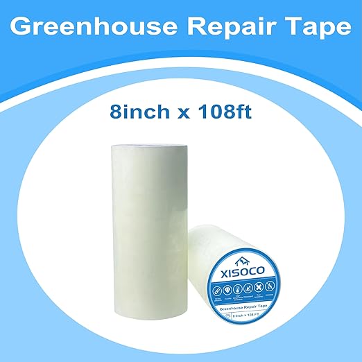 8Inch x 108FT Greenhouse Repair Tape, Greenhouse Tape Heavy Duty Waterproof, UV-Resistant Tent Clear Repair Tape Greenhouse Plastic Sheeting Coverings Film Tape for Sealing and Seaming