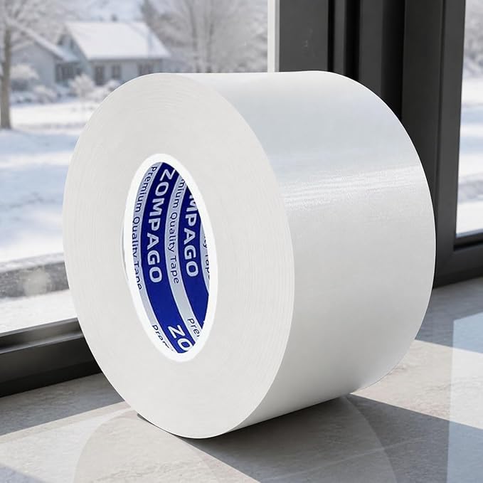 ZOMPAGO White Window Weather Sealing Tape 1.8in x 66FT, Cloth Draft Stopper for Sliding Door & Gap Filler, Strong Adhesive Window Seal Tape Air Conditioner Door Weather Stripping Insulation