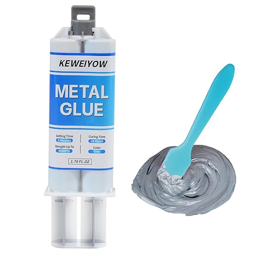 Metal Epoxy Glue Heavy Duty Waterproof, Liquid Welding Adhesive, Automotive Body Filler & Exhaust Repair Kit, Bonds Metals, Plastics, Stainless Steel, Iron, Aluminum, 1.76 oz