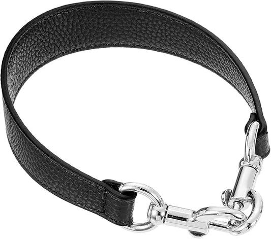 uxcell 14.17 Inch PU Leather Short Bag Strap with Clasp, Purse Handles Handbags Replacement Straps for Clutch Bag Underarm Bags, Black, Silver Buckle