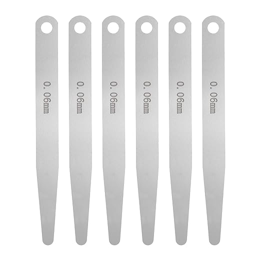 HARFINGTON 6pcs Metric Thickness Feeler Gauge 0.06mm Single Blade Oval Feeler Gauge 304 Stainless Steel Gap Measuring Tool for Repair Valve Guitar Spark Plug