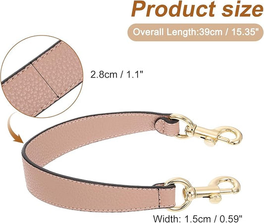 uxcell 14.17 Inch PU Leather Short Bag Strap with Clasp, Purse Handles Handbags Replacement Straps for Clutch Bag Underarm Bags, Pink, Gold Buckle