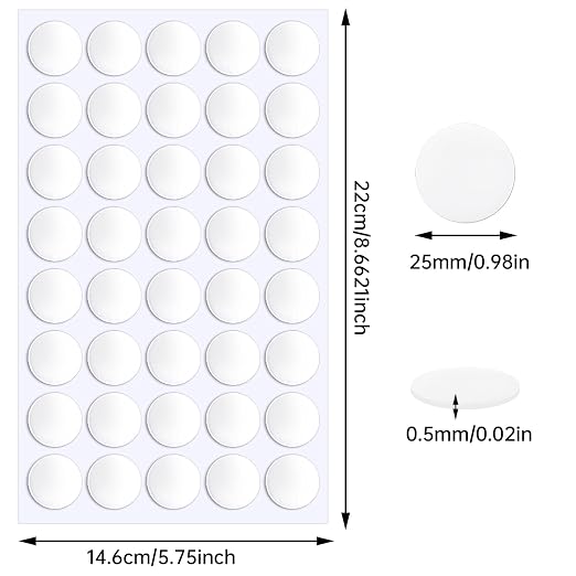 JANYUN 140 Pcs Clear Sticky Tack Dots, 25 mm Putty Clear Tape for Crafts | Round,Waterproof No Trace Sticky Tack Adhesive Tape,Removable Double Sided Adhesive Tape Balloons for Office School DIY