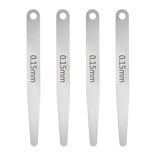 HARFINGTON 4pcs Metric Thickness Feeler Gauge 0.15mm Single Blade Oval Feeler Gauge 304 Stainless Steel Gap Measuring Tool for Repair Valve Guitar Spark Plug