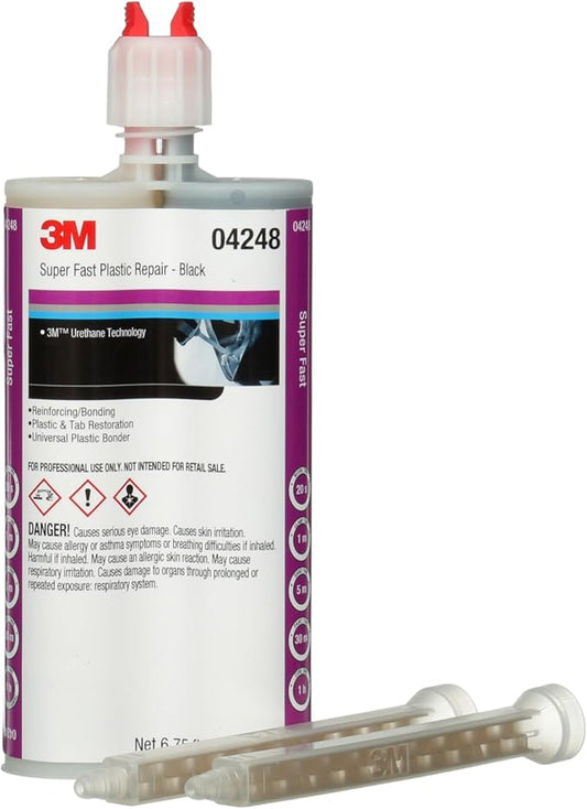 3M Super Fast Plastic Repair Adhesive, 04248, Black, 200 mL Cartridge, Plastic and Tab Restoration