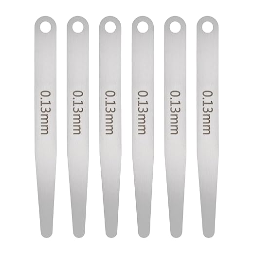 HARFINGTON 6pcs Metric Thickness Feeler Gauge 0.13mm Single Blade Oval Feeler Gauge 304 Stainless Steel Gap Measuring Tool for Repair Valve Guitar Spark Plug