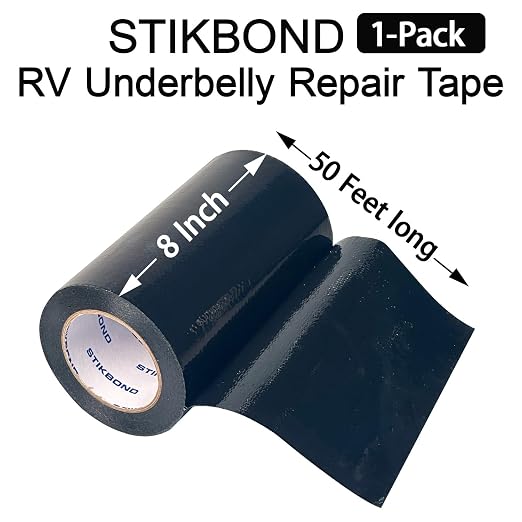 1-Pack RV Underbelly Repair Tape 8'' x 50Ft Waterproof Flex Belly Tape with Sealing Fabric Permanent for RV Tarps, Awnings Fixing, Mobile Homes,RV