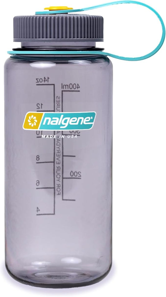 Nalgene 16 oz Wide Mouth Water Bottle | Slim Cup Holder Size, BPA-Free, Durable & Leak Proof, Lightweight Travel Bottle, Aubergine