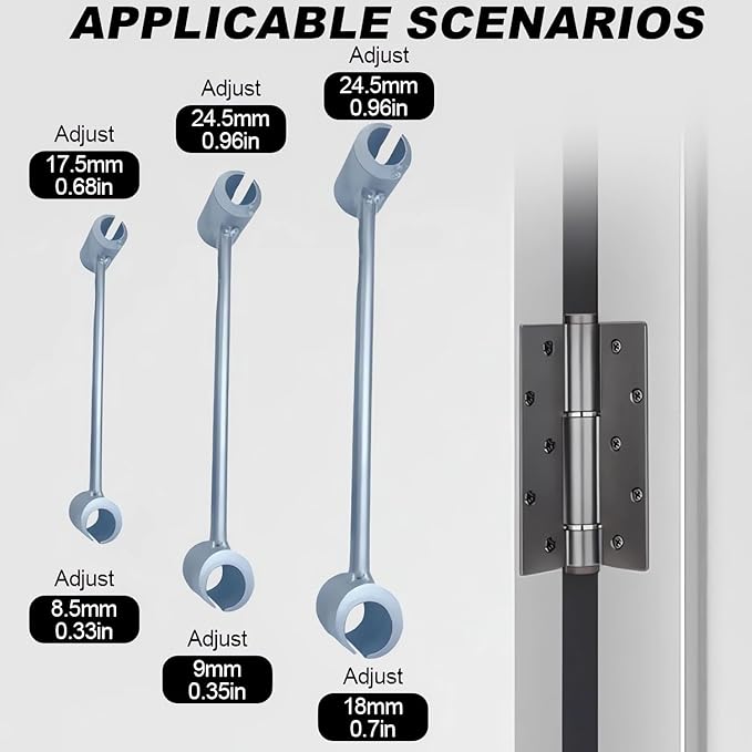 Hinges Gap Adjusting Wrench 2025 Upgrade Adjustable Door Hinge Repair Spanner Steel Double-Head Hinge Adjuster Tool Portable Heavy-Duty Door Hinge Repair Tool for Easy Door Fixes (Medium: 9-24.5mm)