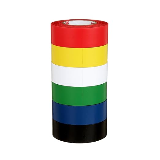 3M General Purpose Vinyl Tape 764, Color Coding Pack, 6 Roll per Pack, 0.94" x 21.8 yd, Great for Light Traffic Floor Marking Tape, Safety, and Bundling