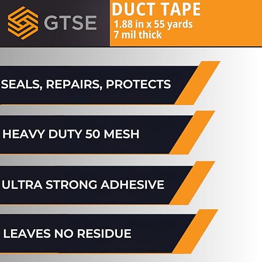 GTSE White Duct Tape, 2 Inches x 55 Yards (164 ft), Heavy Duty, Waterproof Repair Tape for Indoor or Outdoor Use, 2 Rolls