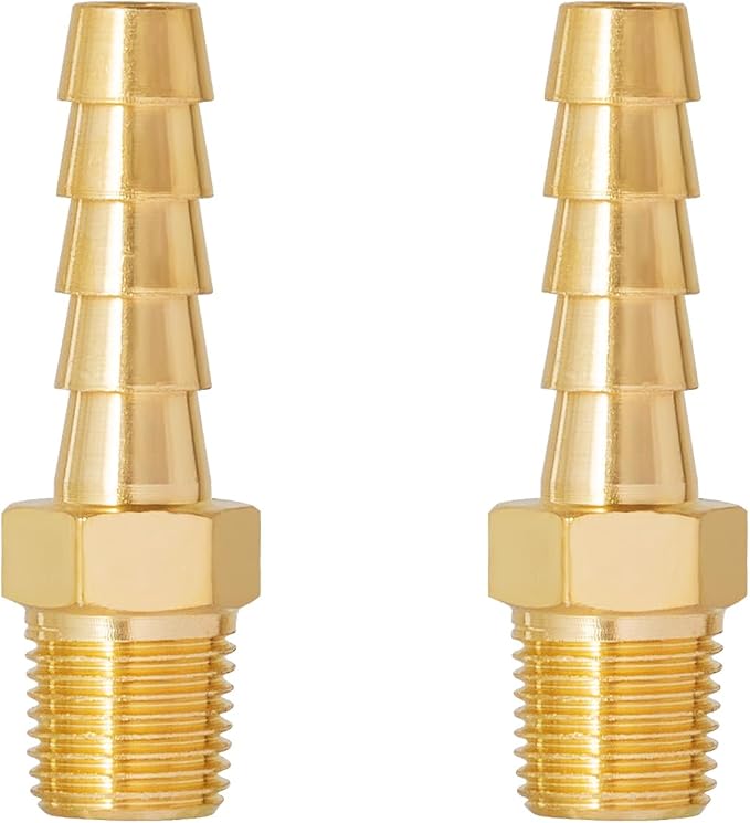 SUNGATOR Hose Barb Fittings 1/4 Inch Barb × 1/8 Inch NPT, Brass Air Hose Fittings, 1/4" to 1/8" NPT Male Air Line Repair Connector Kit, Brass Male Thread Pipe Adapter (2 Pack)