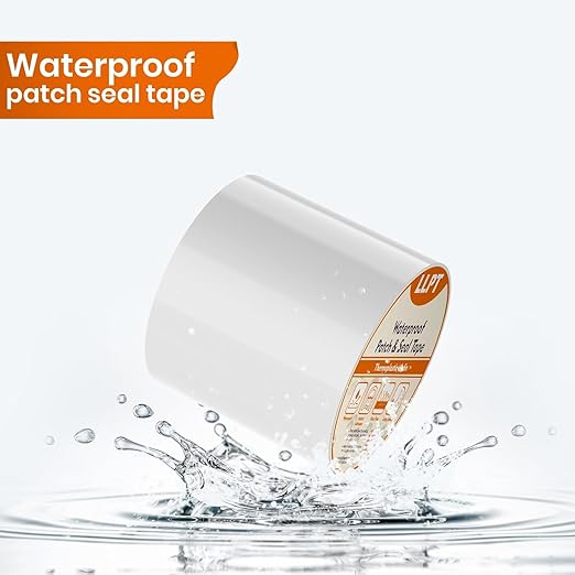 LLPT Waterproof Patch and Seal Tape 4” x 13 Ft 2 Pack Extra Thick Adhesive Layer UV Resistant Backing Permanent Bond Instant Seals for Repairing Gaps Holes Cracks Tears White (PST62110WT4P2)