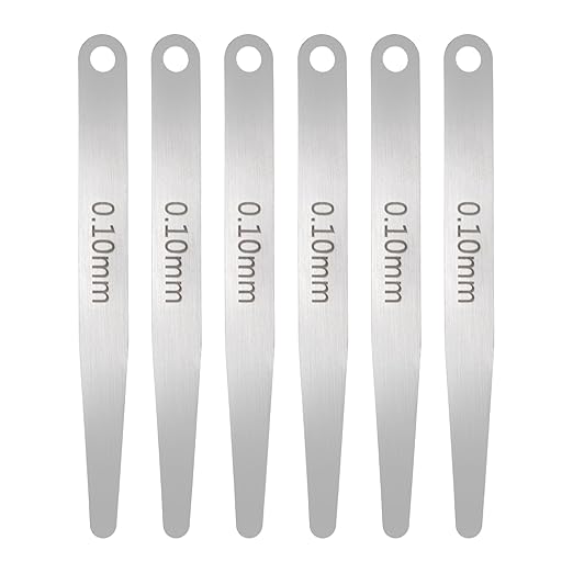 HARFINGTON 6pcs Metric Thickness Feeler Gauge 0.1mm Single Blade Oval Feeler Gauge 304 Stainless Steel Gap Measuring Tool for Repair Valve Guitar Spark Plug