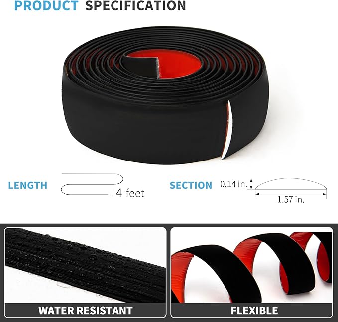 Art3d 4 FT Self Adhesive Vinyl Floor Transition Strip, Laminate Floor Strip Floor Flat Divider Strip for Joining Floor Gaps,Carpet Threshold Transition,Floor Tiles（1.57in, Black）
