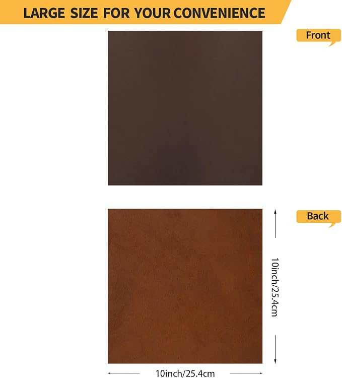 RingSun Genuine Leather Sheets for Crafts 10''X10'' Full Grain Leather Tooling Leather (2mm) Thick Cowhide Leather Pieces Square, Red Brown