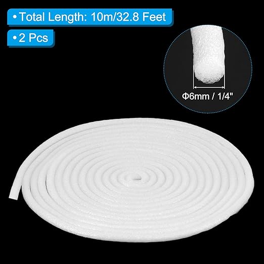 PATIKIL 1/4 Inch x 32.8 Feet Backer Rod for Gaps and Joints, 2 Pack Foam Rope Caulk Crack Joint Filler Roll Seal Weather Strip for Home Construction Car