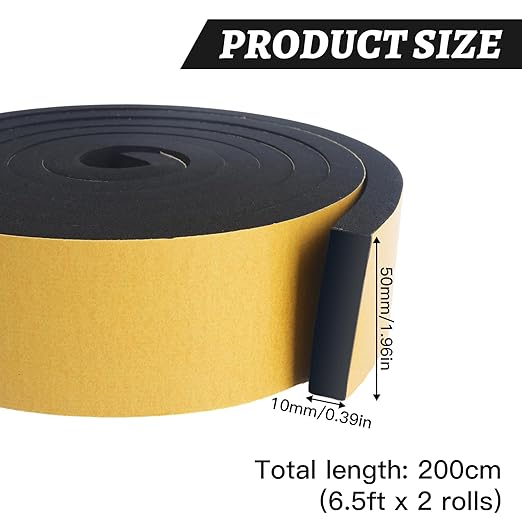 High Density Foam Tape - 2'' x 3/8'' x 13ft Weatherproof Adhesive Prevent Condensation Heat Resistant Flame Retardant Weather Stripping Easy to Cut & Install & Remove for Car Doors Pipes Windows