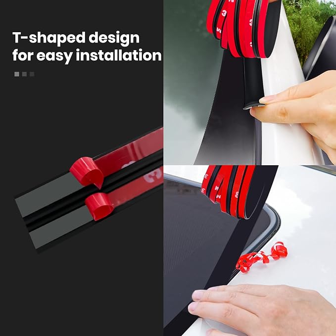 16.4Ft T Shape Sunroof Sealing Strip Windshield Rubber Seal Car Weather Stripping Trim for Car Front Rear Windshield, Molding，Tailgate Adhesive Rubber Seal Strip (30mm)