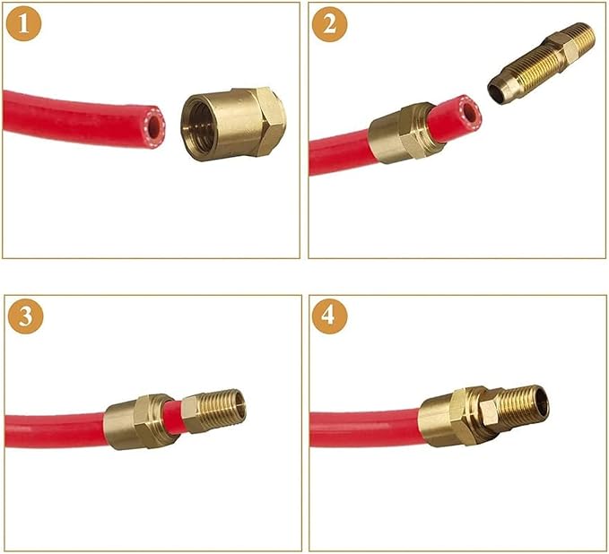 Pipe Fitting Adapter of 1/4" NPTF Male x 3/8" Hose ID x 5/8" Hose OD, Pipe Connector Replacement Part, Brass