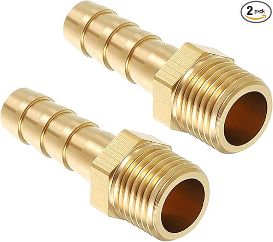 Pack of 2 Brass Hose Barb Fittings Adapter Connector 6mm Hose Barb to M10x1 Male Fittings for Home Machines, Massage Bathtubs, and Irrigation Systems