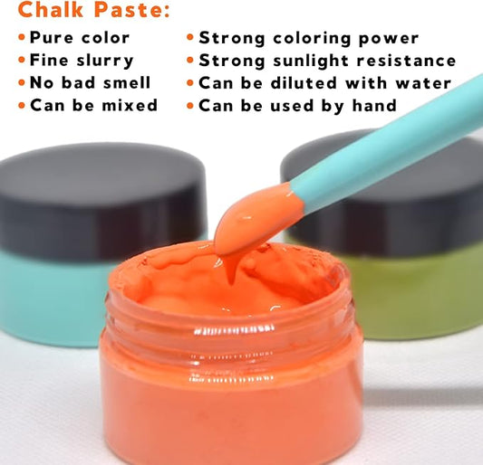 Chalk Paste Chalk Paste for Silk Screen Stencils .Screen Printing Ink ，Pigment for Wood, T-Shirts, Fabric, Chalkboard DIY Home Decor (12 Bottles)