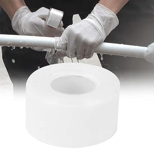 White Silicone Rubber Sealing Tape 0.98in x 9.8ft, Self Fusing Plumbing Pipe Repair Leak Stopper Tool for Hose Bucket Window Emergency Maintenance
