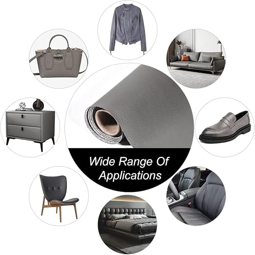 SYRKRC Leather Self Adhesive Leather Repair Set, Leather Repair Patch, Faux Leather Patches, Leather Repair and Renovation for Sofa, Car Seats, Leather headboard (Dark Gray, 17 x 79 Inch)