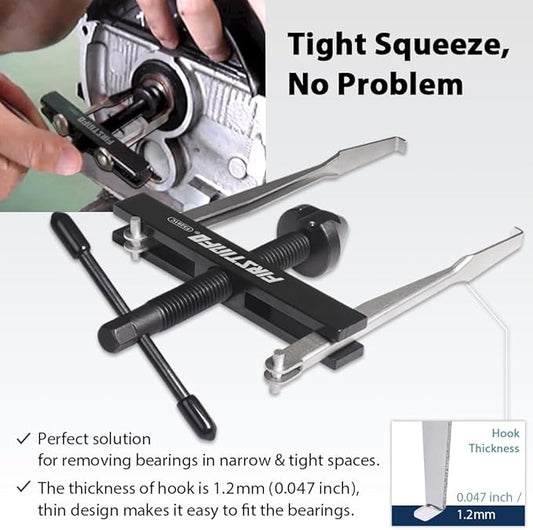FIRSTINFO F3281C Crankshaft Camshaft Seal Remover Separator Puller with 2 Pairs of Hooks (4.6 Inch Long x 2 + 2.87 Inch Long x 2) Set