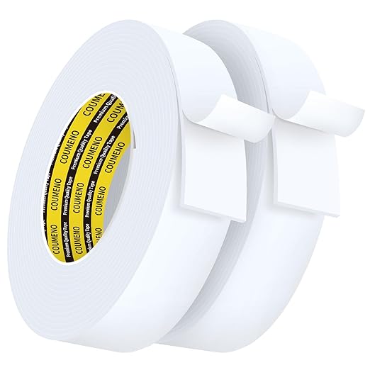 Single-Sided Adhesive EVA Foam Tape 2 Pack,2inX16.4FT,White Foam Weather Stripping,Door Seal & Window Insulation Tape,Waterproof Sound Proof Seal Strip for Doors,Garage Door & Gap Sealing
