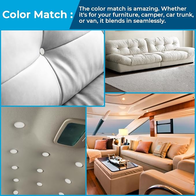 Set of 12 White Leather Snap Upholstery Buttons Fit for Tufting Furniture Bed Sofa Chair, Car Seat RV Roof Headliner Interior Cloth Fixing with Installation Tool