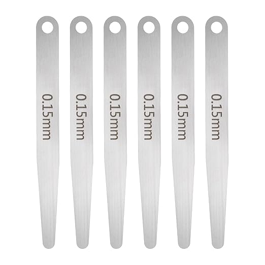 HARFINGTON 6pcs Metric Thickness Feeler Gauge 0.15mm Single Blade Oval Feeler Gauge 304 Stainless Steel Gap Measuring Tool for Repair Valve Guitar Spark Plug