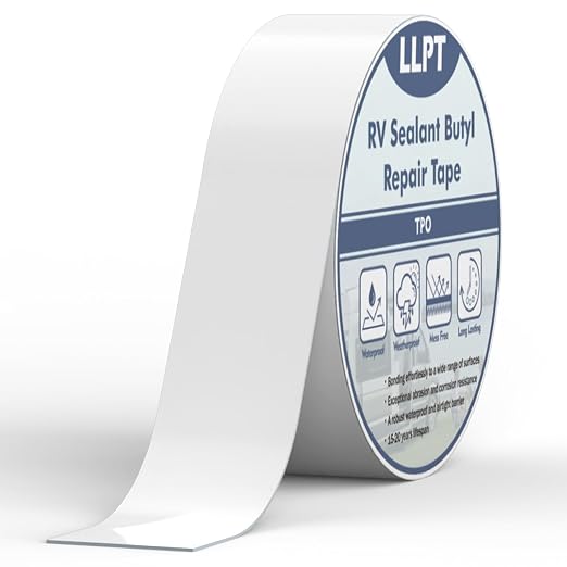 LLPT Roof Seal Tape White 2" x 50 Ft | Strong Adhesion, UV Stable, Extreme Durable, Waterproof Airtight Patch Tape for Window RV Boat Vent Trailer Camper