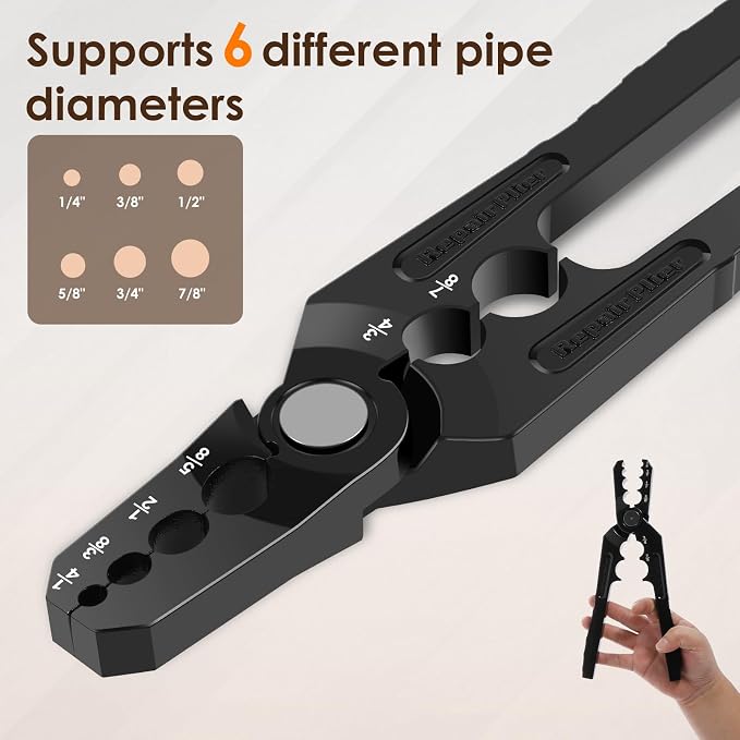 Manual Copper Tube Rounder Flat Tube Repairer Pliers Pipe Rounding Plier with 6 Hole Multifunctional Tube Rounder Tool for 1/4" 3/8" 1/2" 5/8" 3/4" 7/8" Copper Tube Aluminum Thin Walled Iron Pipe