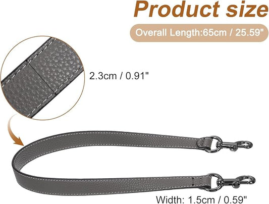 uxcell 25.59 Inch PU Leather Short Bag Strap with Clasp, Purse Handles Handbags Replacement Straps for Clutch Bag Underarm Bags, Grey, Grey Buckle